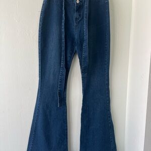 Pantete Blue Tie Waist Flared Jeans